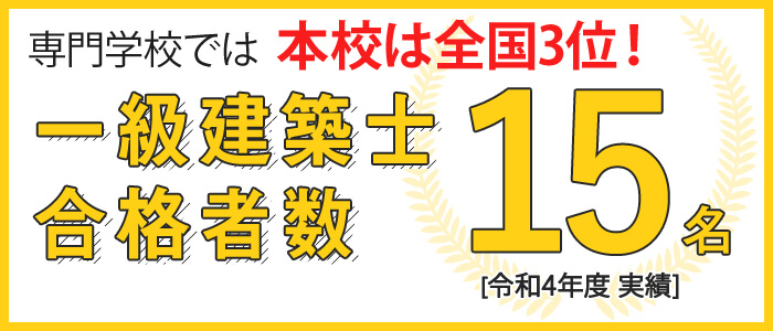 一級建築士合格者数：15名